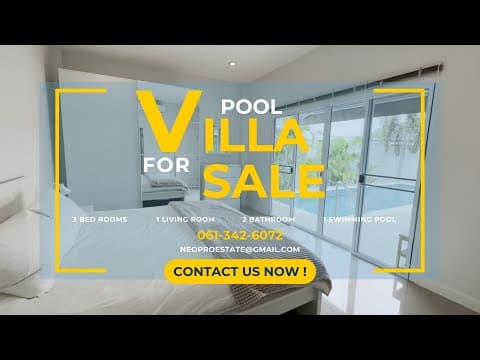 Pool villa, 3 bed, 2 bat, resort-style house, private swimming pool, Khon Kaen Province, Thailand