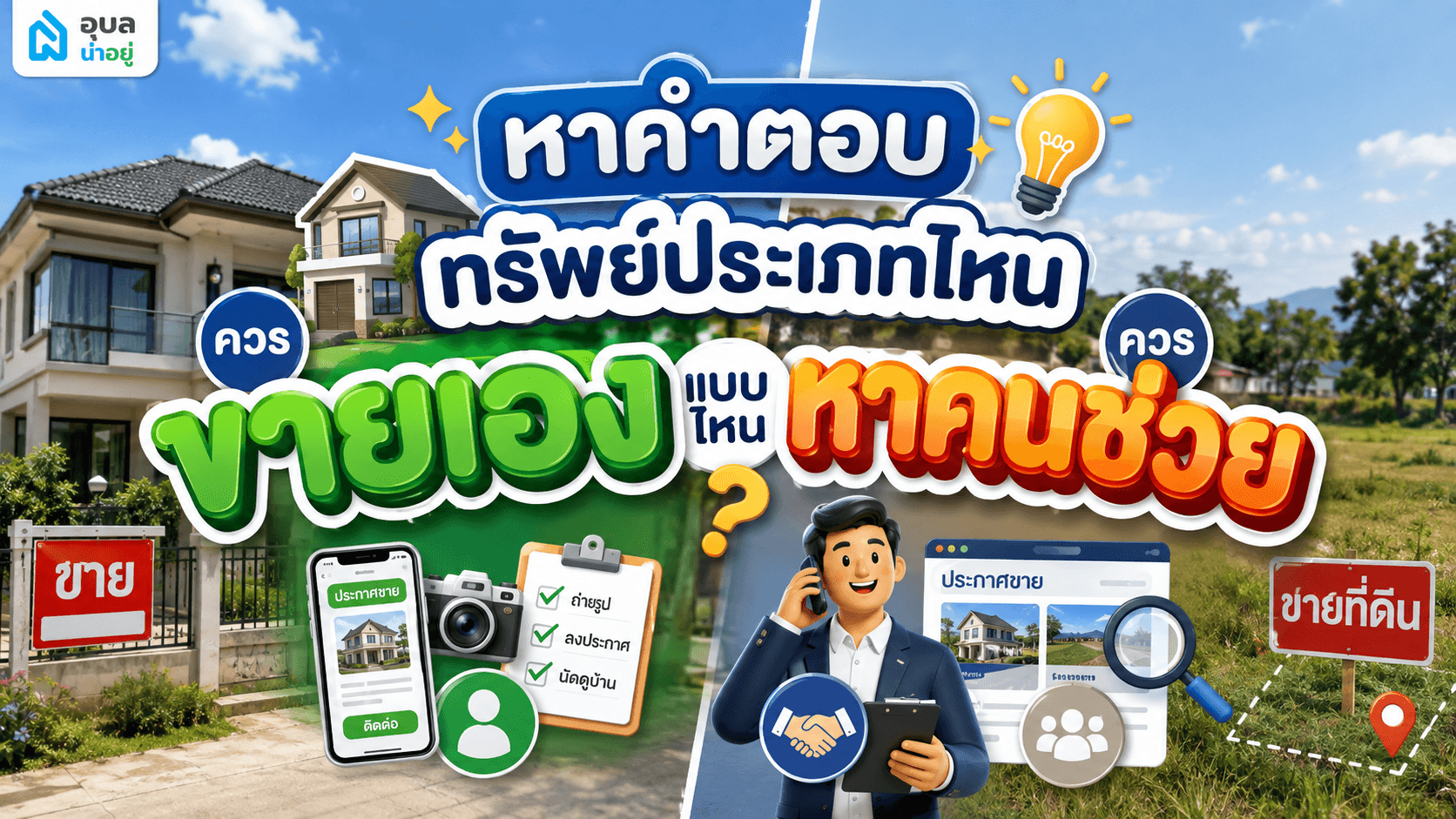หาคำตอบ อสังหาอุบลประเภทไหนดี ? แบบไหนควรขายเอง แบบไหนควรหาคนช่วย